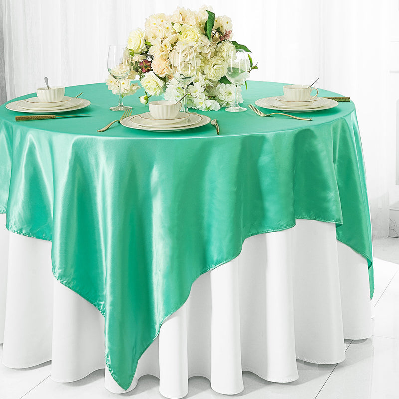 Satin Square Table Overlay 54x54 Tiff Blue/Aqua Blue