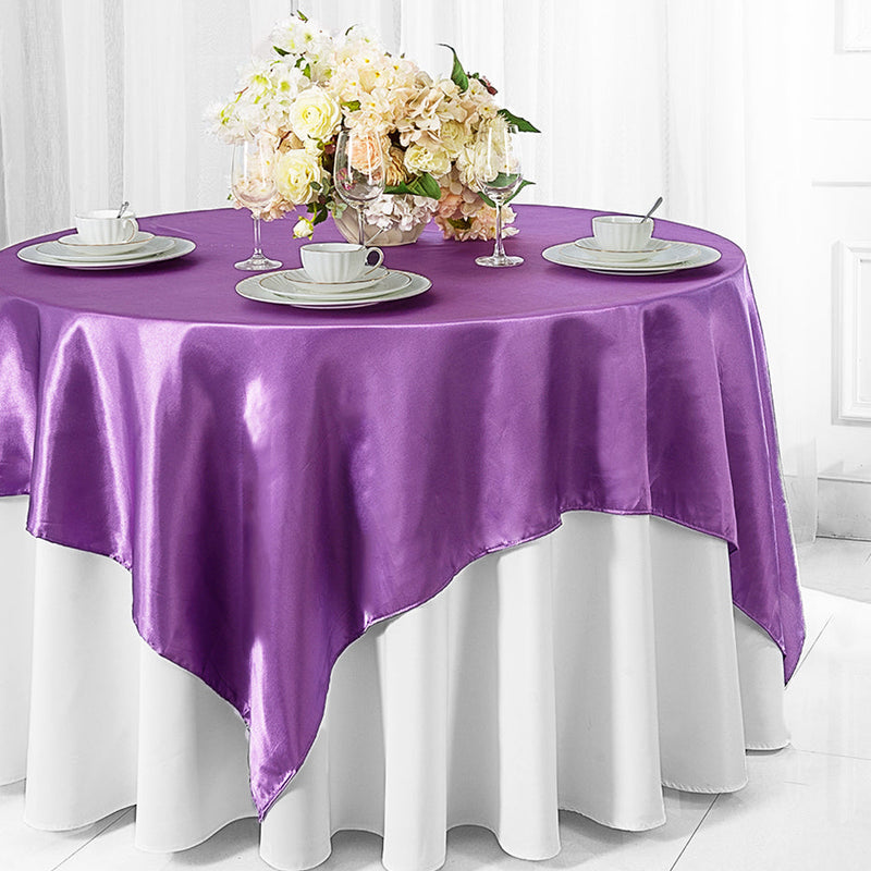Satin Square Table Overlay 85x85 Victoria Lilac