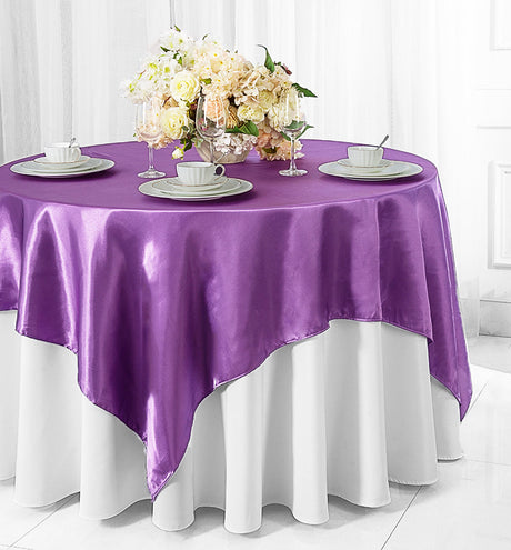 Satin Square Table Overlay 85x85 Victoria Lilac
