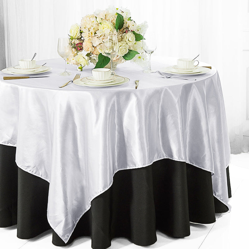 Square Satin Table Overlay 54x54 White