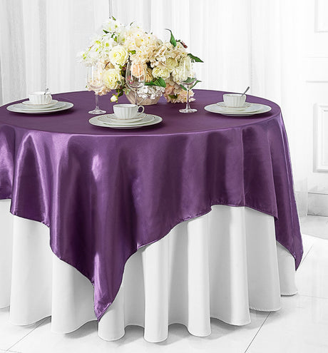 Satin Table Overlay 85x85 Square Wisteria