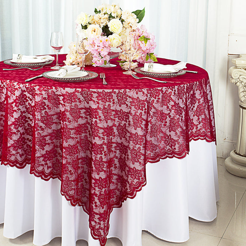 Lace Table Overlay 54x54 Square Apple Red