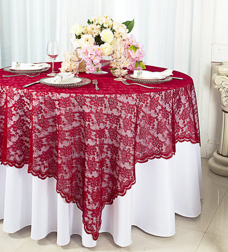Lace Table Overlay 54x54 Square Apple Red