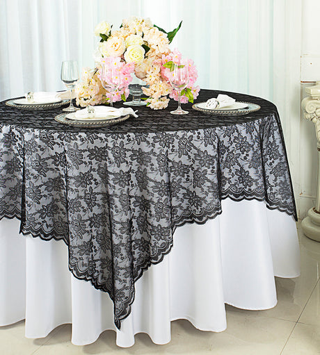Square Lace Table Overlay 54x54 Black