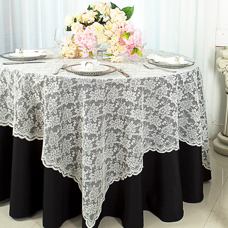 Square Lace Table Overlay 54x54 Ivory
