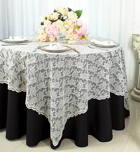 Square Lace Table Overlay 54x54 Ivory