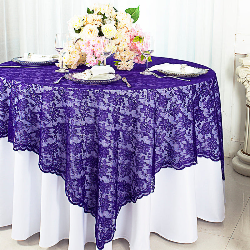 Square Lace Table Overlay 54x54 Regency Purple