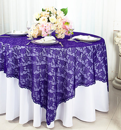 Square Lace Table Overlay 54x54 Regency Purple
