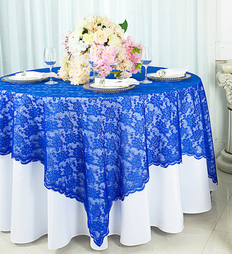Square Lace Table Overlay 54x54 Royal Blue