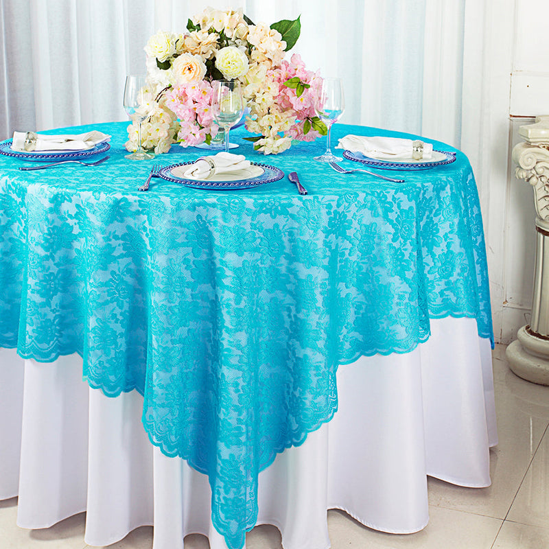 Square Lace Table Overlay 54x54 Turquoise