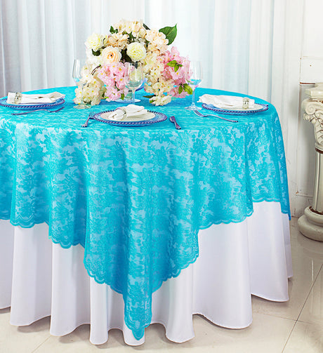 Square Lace Table Overlay 54x54 Turquoise