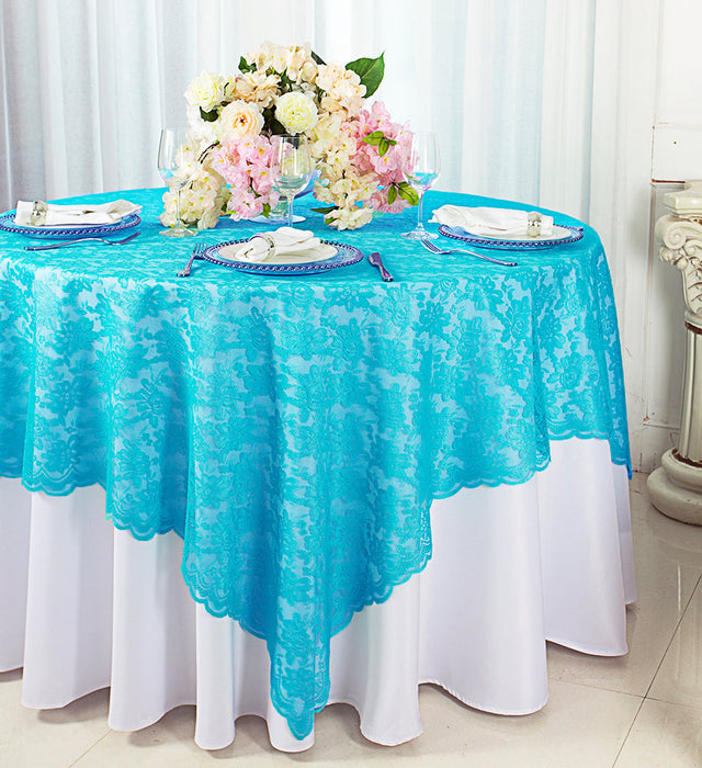 Square Lace Table Overlay 54x54 Turquoise