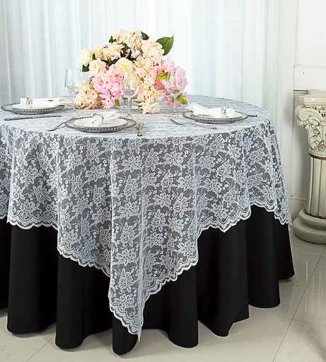 Square Lace Table Overlay 54x54 White