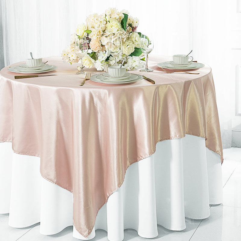 Square Satin Table Overlay 54x54 Blush Pink