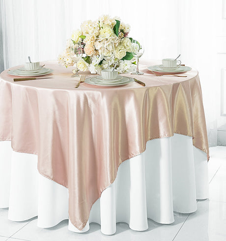 Satin Square Table Overlay 85x85 Blush Pink