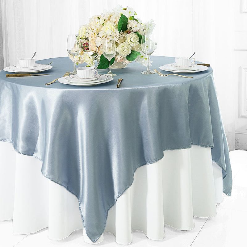 Square Satin Table Overlay 54x54 Dusty Blue