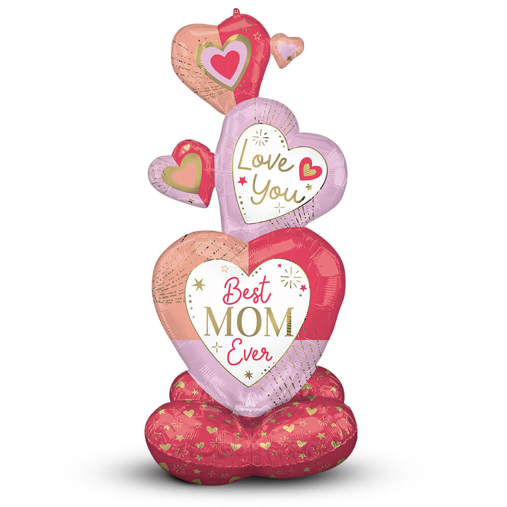 Foil Balloon Colorful Mom Stacked Hearts AirLoonz