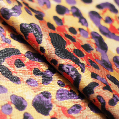 Feline Deco Polyester Spandex Fabric - Leopard Print, Pink/Orange/Turquoise, 58/60" Width (1 Yard)