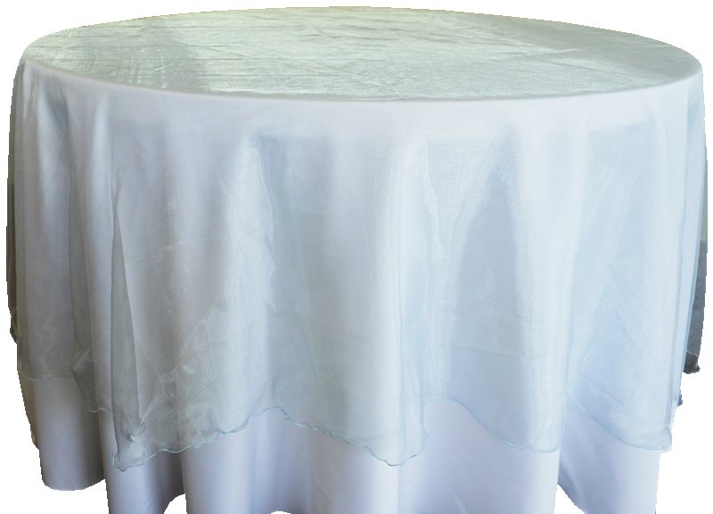 Round Organza Table Overlay 90in Baby Blue