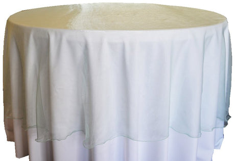 Round Organza Table Overlay Topper 90" Sage Green
