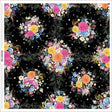 Cotton Print Black Whimsical Garden Midnight Blooms Fabric 44/45"