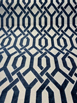 Naxos Blue Navy Geometric Chenille Fabric - Blue Navy Geometric, 58% Viscose 27% Polyester 15% Cotton, 54" Width (1 Yard)