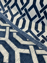 Naxos Blue Navy Geometric Chenille Fabric - Blue Navy Geometric, 58% Viscose 27% Polyester 15% Cotton, 54" Width (1 Yard)