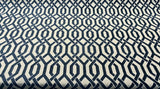 Naxos Blue Navy Geometric Chenille Fabric - Blue Navy Geometric, 58% Viscose 27% Polyester 15% Cotton, 54" Width (1 Yard)