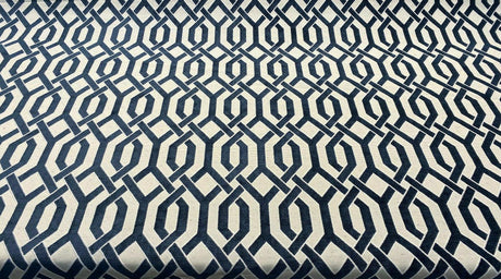 Naxos Blue Navy Geometric Chenille Fabric - Blue Navy Geometric, 58% Viscose 27% Polyester 15% Cotton, 54" Width (1 Yard)
