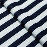 Classic Tricot Stripes Polyester Spandex Fabric - Wide Stripe Print, Black/White, Navy/White, Red/White, Turquoise/White, 58/60" Width (1 Yard)