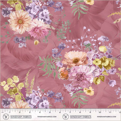 Cotton Floral Print Fabric Aviva Ceremony Sangria 44/45"