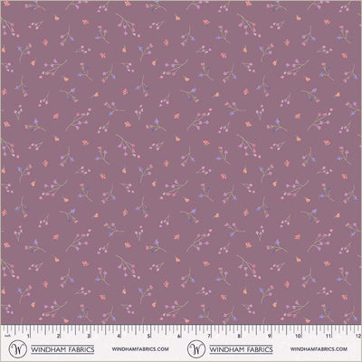 Cotton Floral Fabric Aviva Sprig Amethyst 44/45"