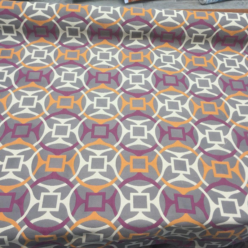 P Kaufmann Astro Jacquard Upholstery Fabric - Orange, Purple, White, 55" Width (1 Yard)