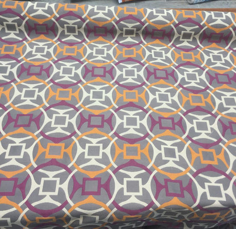 P Kaufmann Astro Jacquard Upholstery Fabric - Orange, Purple, White, 55" Width (1 Yard)