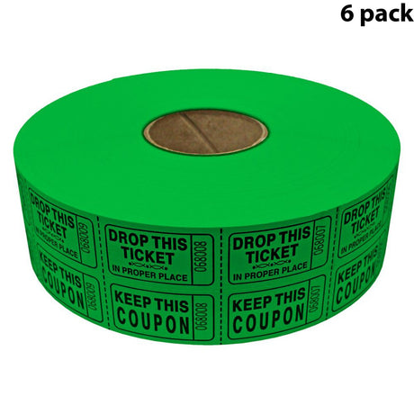 Double Roll Raffle Tickets – Coupon Tickets (2000/Roll) – Available in 8 Colors: Red, Blue, Green, Yellow, Orange, Purple, Pink & White