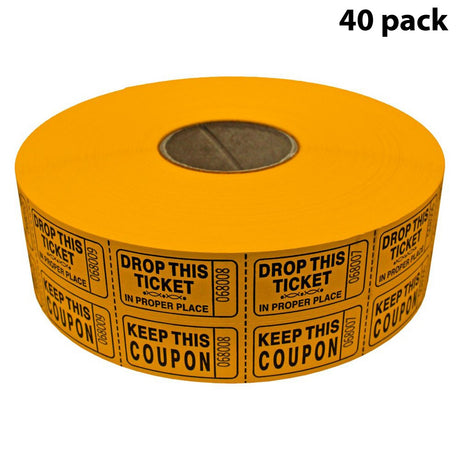 Double Roll Raffle Tickets – Coupon Tickets (2000/Roll) – Available in 8 Colors: Red, Blue, Green, Yellow, Orange, Purple, Pink & White