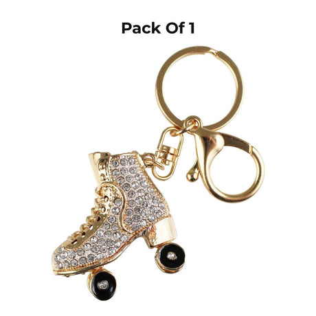 High-quality Roller Skate Rhinestone Keychain - 2 inches Metal with rhinestones