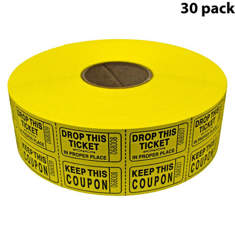 Double Roll Raffle Tickets – Coupon Tickets (2000/Roll) – Available in 8 Colors: Red, Blue, Green, Yellow, Orange, Purple, Pink & White