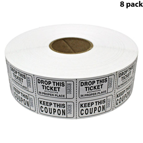 Double Roll Raffle Tickets – Coupon Tickets (2000/Roll) – Available in 8 Colors: Red, Blue, Green, Yellow, Orange, Purple, Pink & White