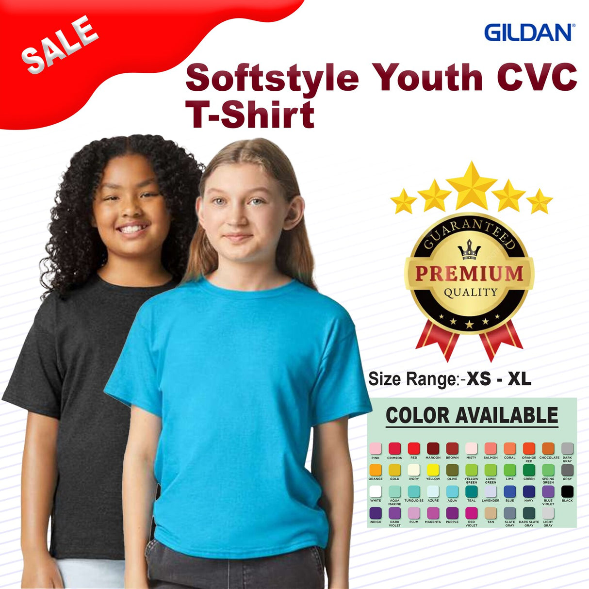 Gildan® Softstyle Youth CVC Crewneck Short Sleeve T-Shirt