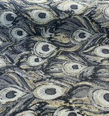 Peacock Silver Animal Upholstery Jacquard Fabric - Silver Beige Gray With Hints Of Antique Gold, 1 Yard