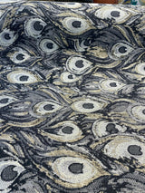 Peacock Silver Animal Upholstery Jacquard Fabric - Silver Beige Gray With Hints Of Antique Gold, 1 Yard
