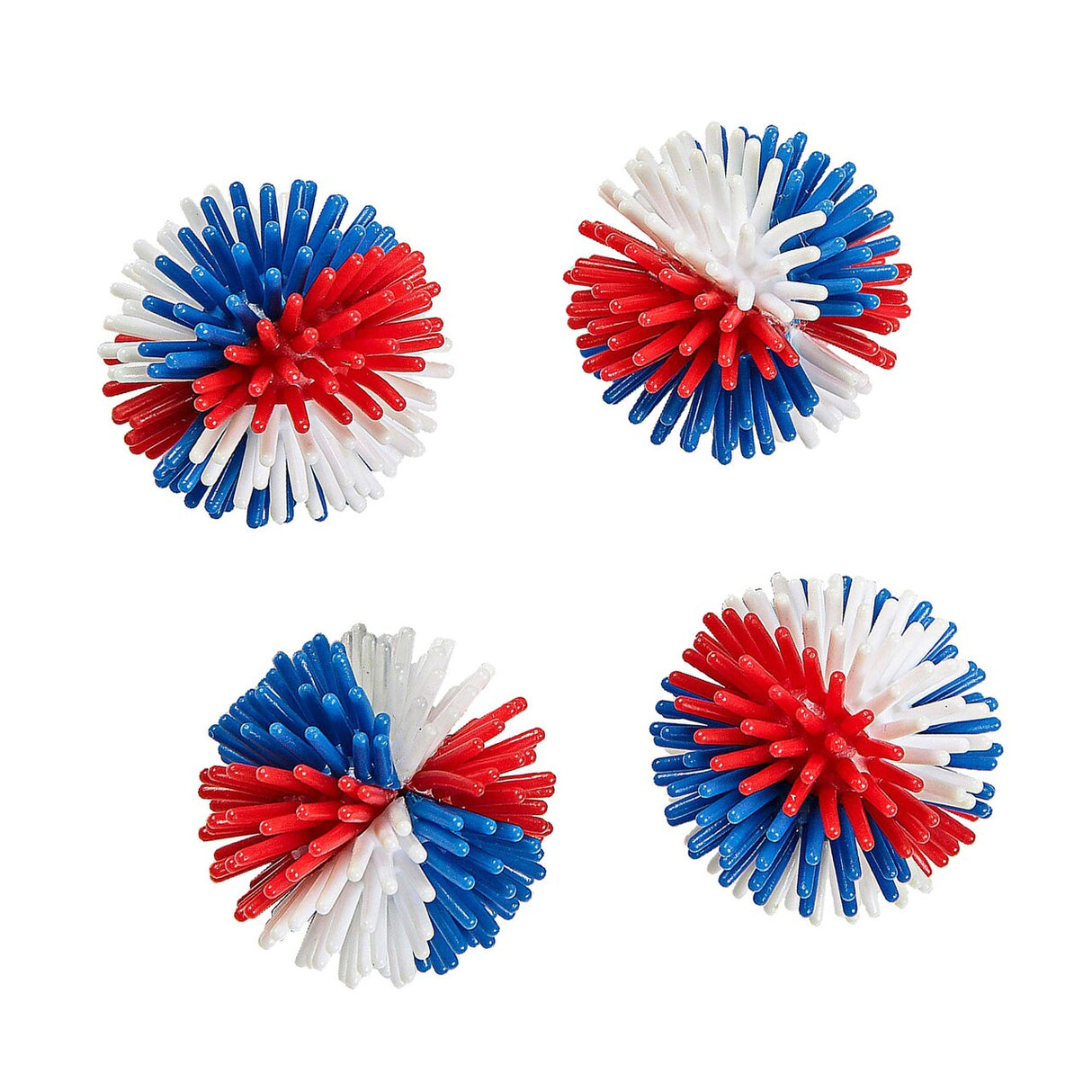 1 1/4" Mini Patriotic Red, White & Blue Vinyl Porcupine Balls 36 Pieces