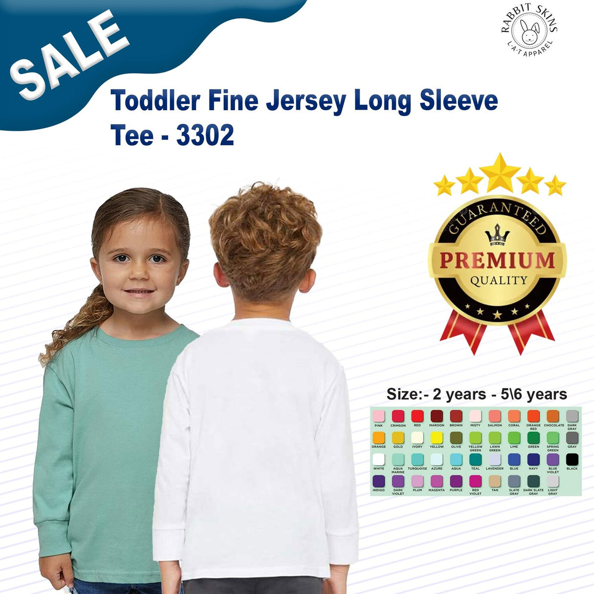 RADYAN® Toddler Fine Jersey Long Sleeve Tee - 3302