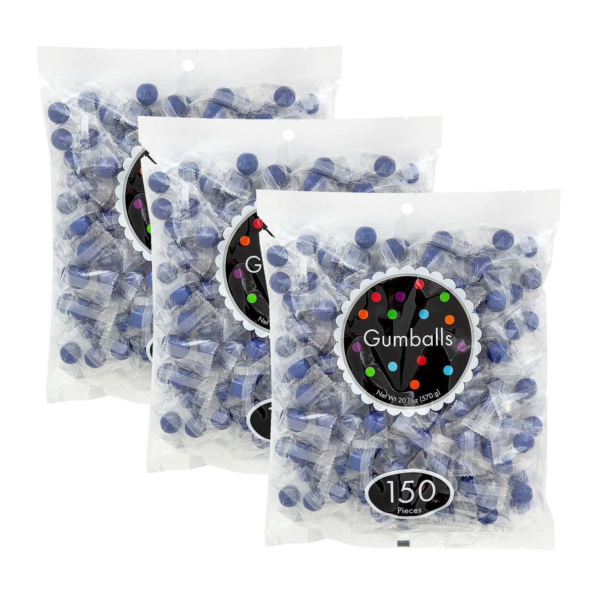 20.1 oz Individually Wrapped Royal Blue Gumballs 150 Pieces