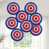 20" diam. Patriotic Stars & Stripes Cutout Hanging Paper Fans 12 Pieces
