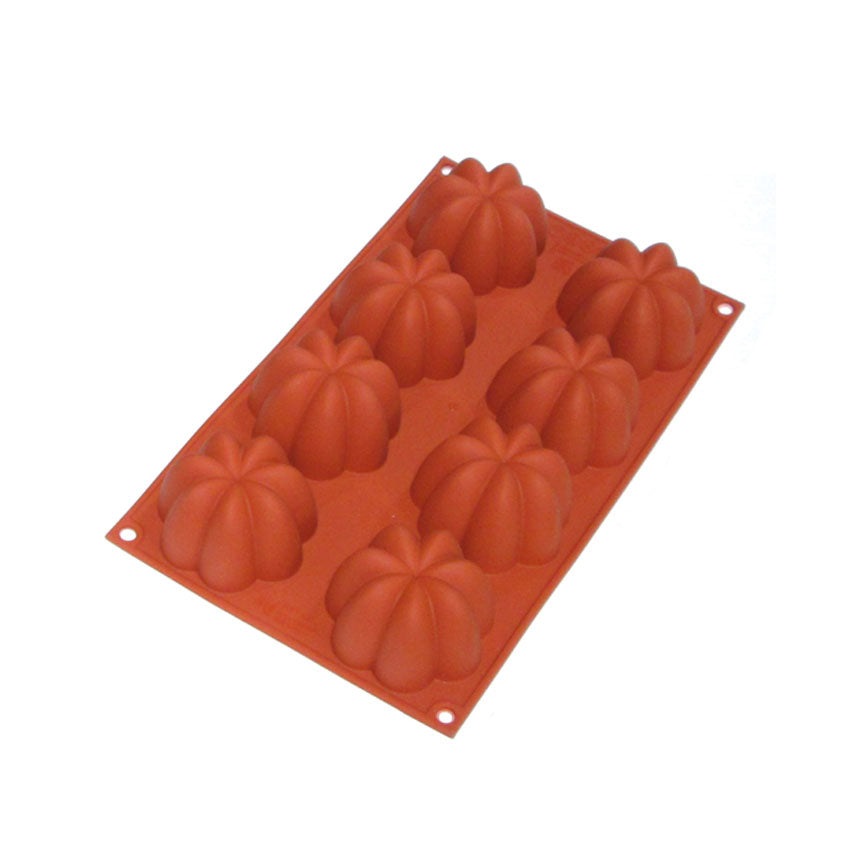 Silikomart Red Silicone Bake Mold Charlotte 3.4 Oz, 2.75" x 1.61" H, 8 Cavities