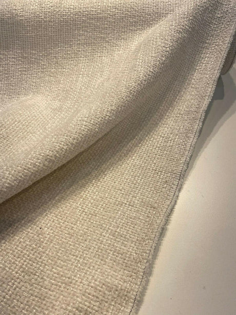 Soft Tweed Mont Clair Chenille Upholstery Fabric - White Cloud, 56" Width (1 Yard)