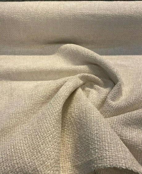 Soft Tweed Mont Clair Chenille Upholstery Fabric - White Cloud, 56" Width (1 Yard)