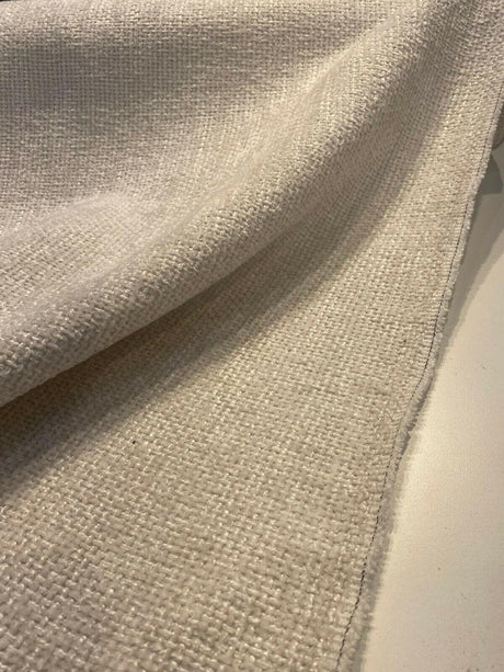 Soft Tweed Mont Clair Chenille Upholstery Fabric - White Cloud, 56" Width (1 Yard)